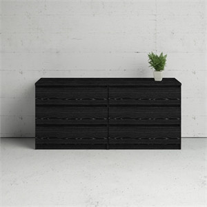 Kingfisher Lane Contemporary 6 Drawer Wood Double Dresser in Black Woodgrain | Homesquare