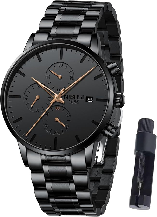 NIBOSI Watches for Men Analog Chronograph Men's Watches Stainless Steel Waterproof Minimalist Dre... | Amazon (CA)