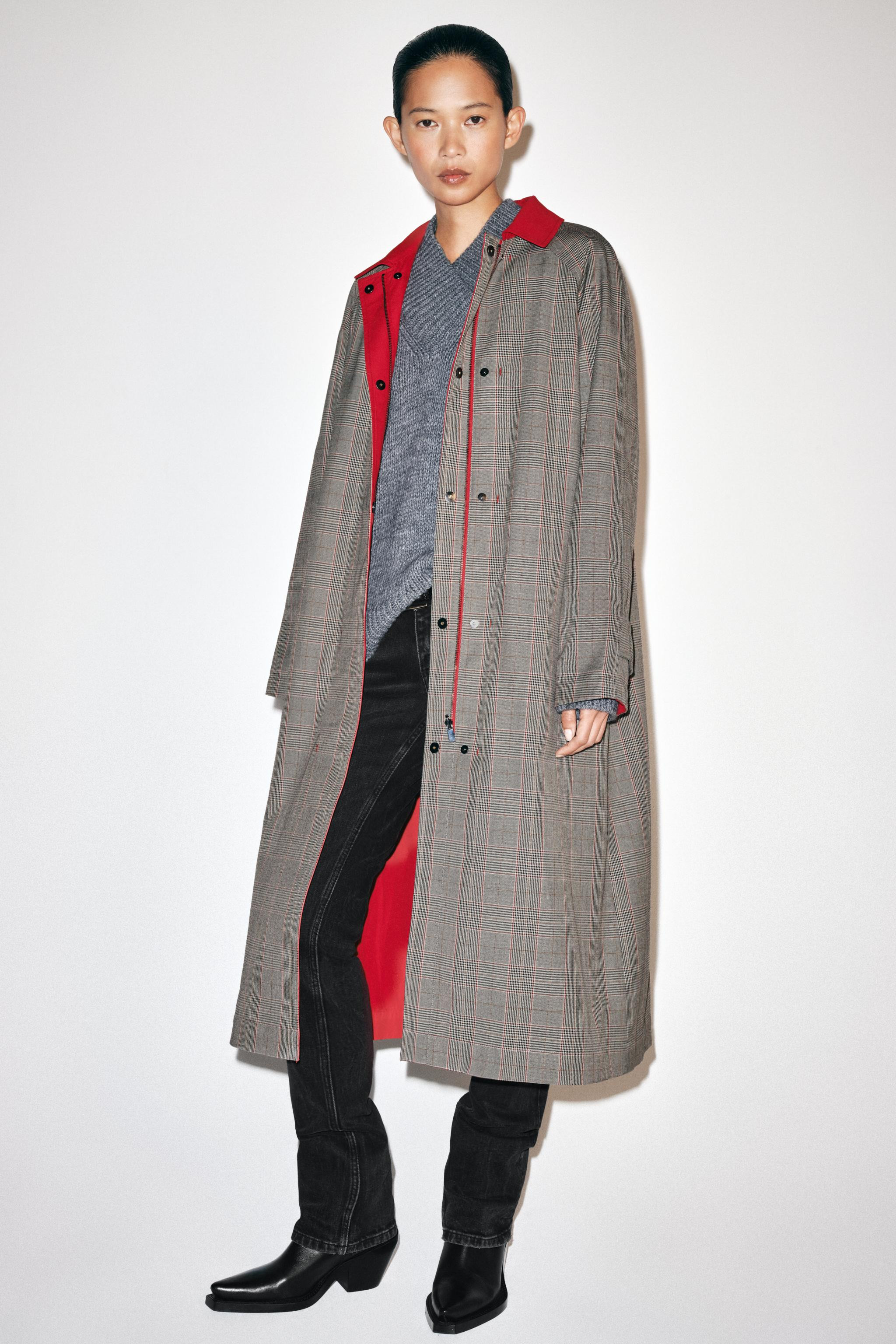 ZW COLLECTION REVERSIBLE LONG PLAID TRENCH COAT | Zara US