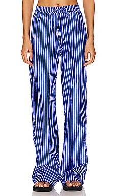 Enza Costa Poplin Resort Pant in Blue & White from Revolve.com | Revolve Clothing (Global)