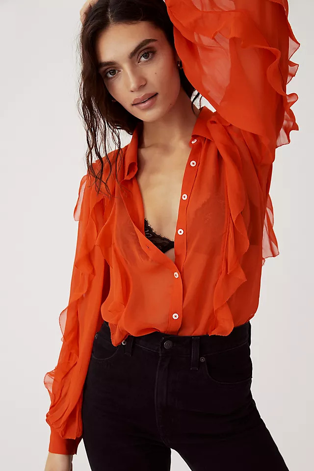 Maeve Ruffled Buttondown | Anthropologie (US)