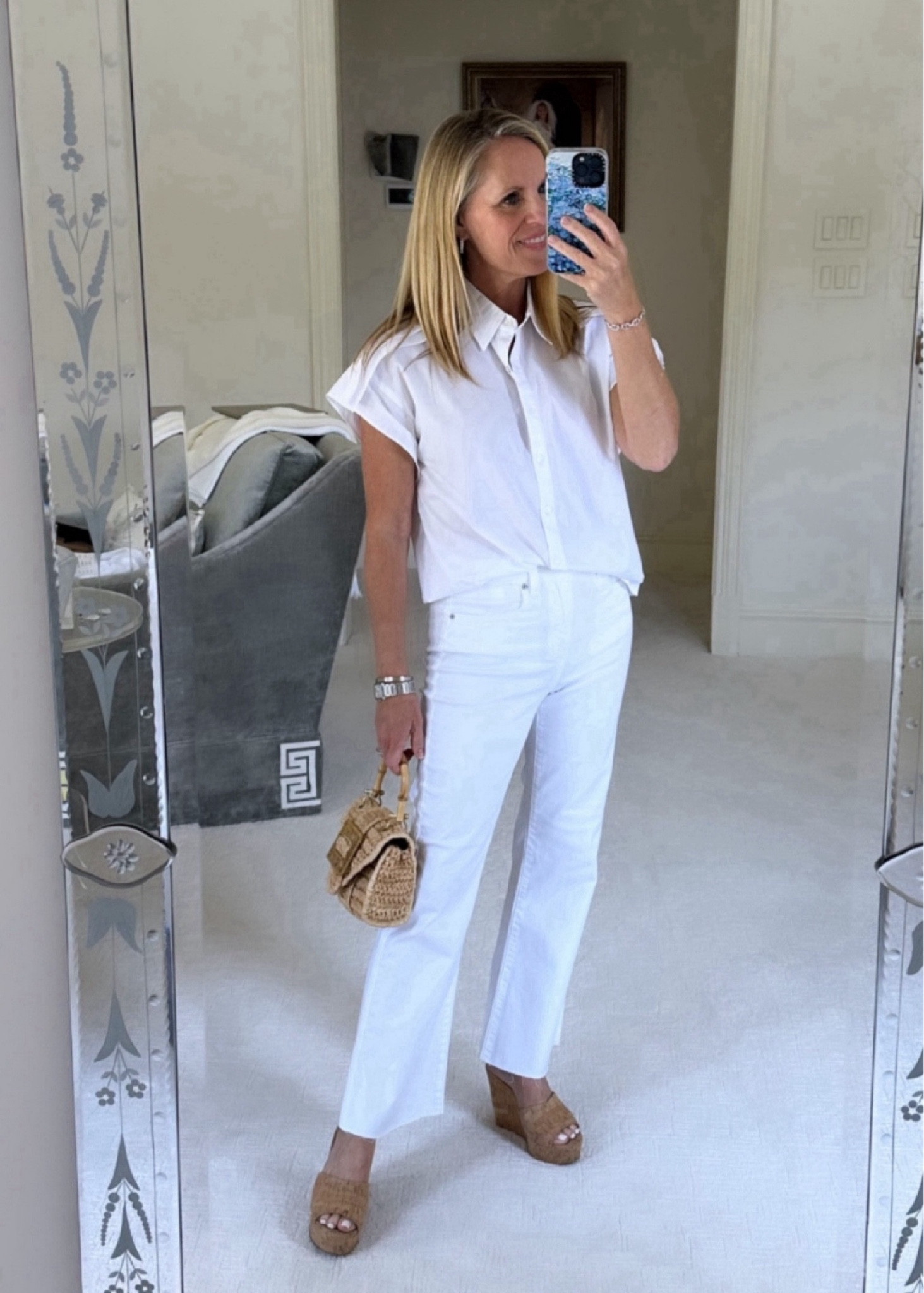 All white look!
Chic, white top with layer detail on the shoulders
Most flattering white jeans for Summer 
Both fit true to size 
Under $100 


#LTKSummerSales 

#LTKOver40 #LTKStyleTip #LTKSeasonal
