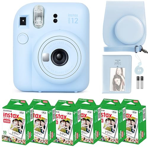 Fujifilm Instax Mini 12 Instant Camera Pastel Blue and Fuji Film Value Pack (60 Sheets) Bundle with Sturdy Tiger Accessories, Carrying Case, Photo Album 64 Pockets | Amazon (US)