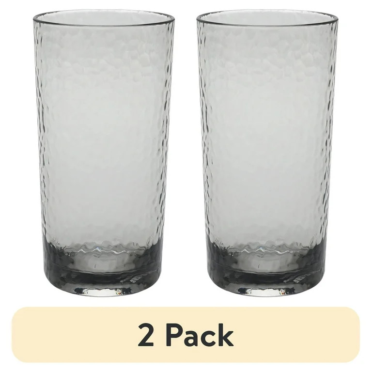 (2 pack) Better Homes & Gardens 16-Ounce Tritan Tall Hammered Tumbler, Smoke | Walmart (US)