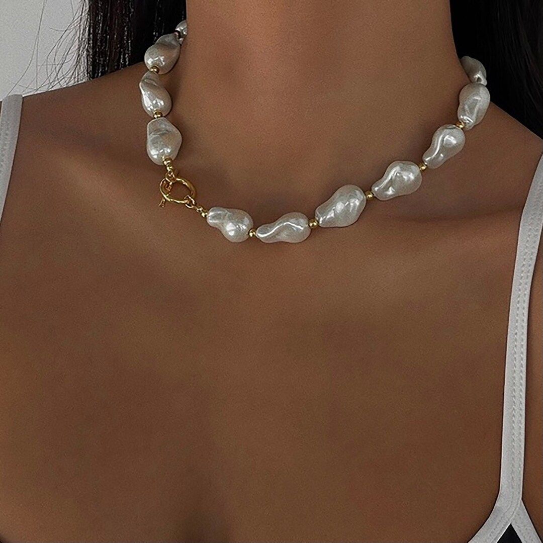 Large Irregular Pearl Necklace Big Pearl Necklace Bridal - Etsy | Etsy (US)