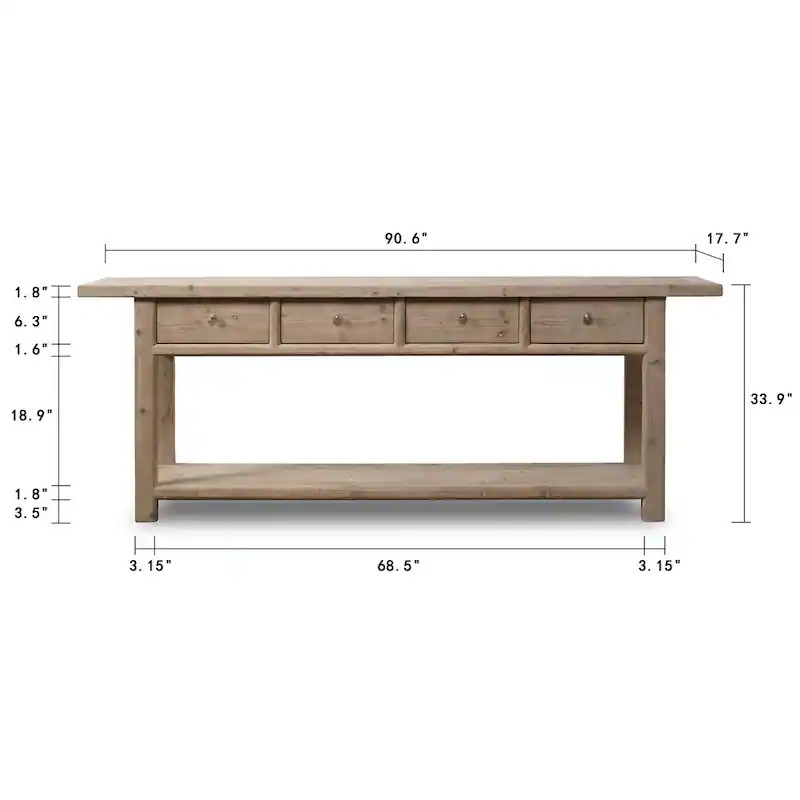 Long Amalfi Console Table with 4 Drawers 90 inches | Overstock