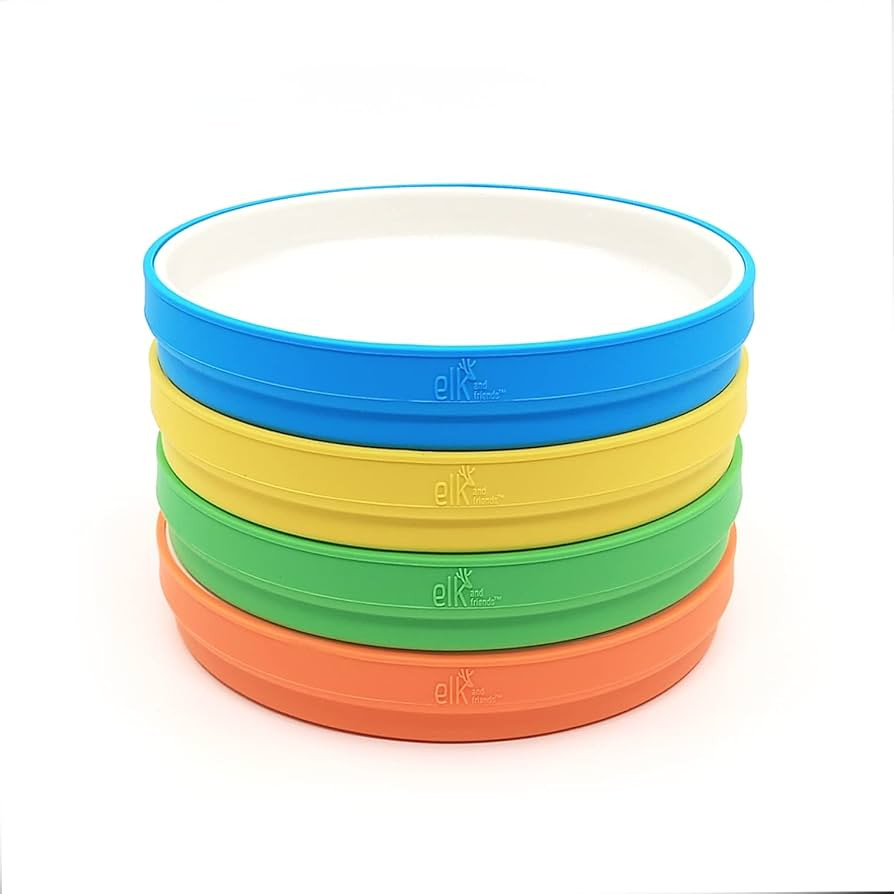 Elk and Friends Kids 7.8” Porcelain White Plates with Silicone Sleeves | Suitable for Kids/Todd... | Amazon (US)