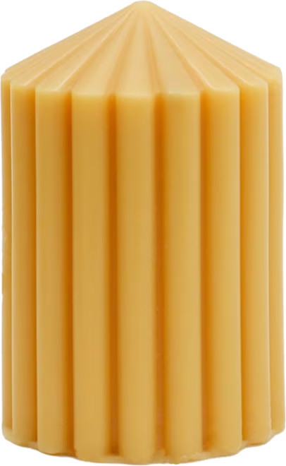Yellow Unscented Ribbed Pillar Candle, 3x4 | At Home