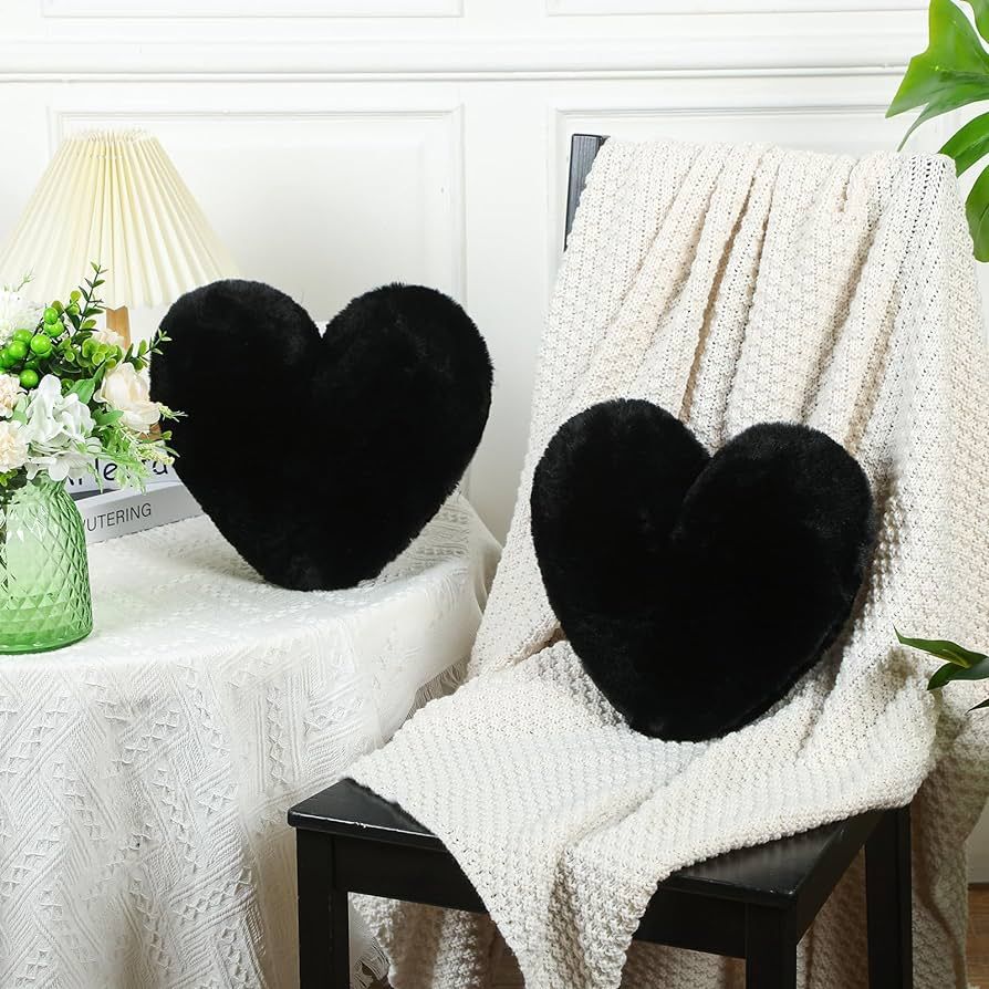 Marsui 2 Pcs Fluffy Heart Pillow Heart Shaped Pillow Plush Cute Heart Shaped Throw Cushion Stuffe... | Amazon (US)