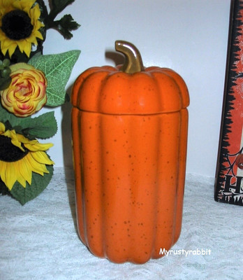 10 Strawberry Street Orange Pumpkin Medium Canister 8" T - Lidded Storage | eBay US