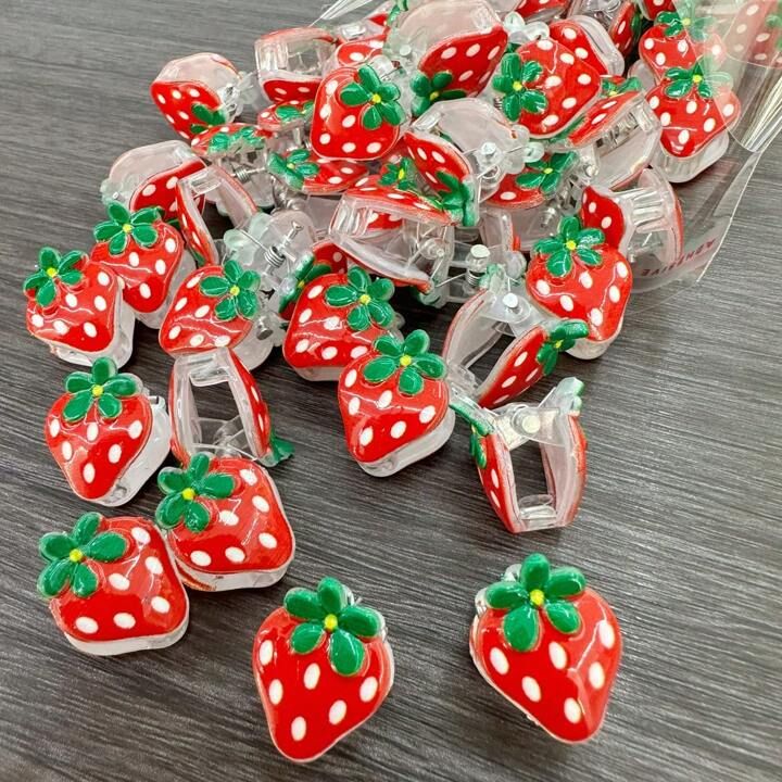 Set Of 20 Novelty Strawberry-Shaped Hair Clips For Festivals, Travel, And Everyday Wear, Summer 2... | SHEIN