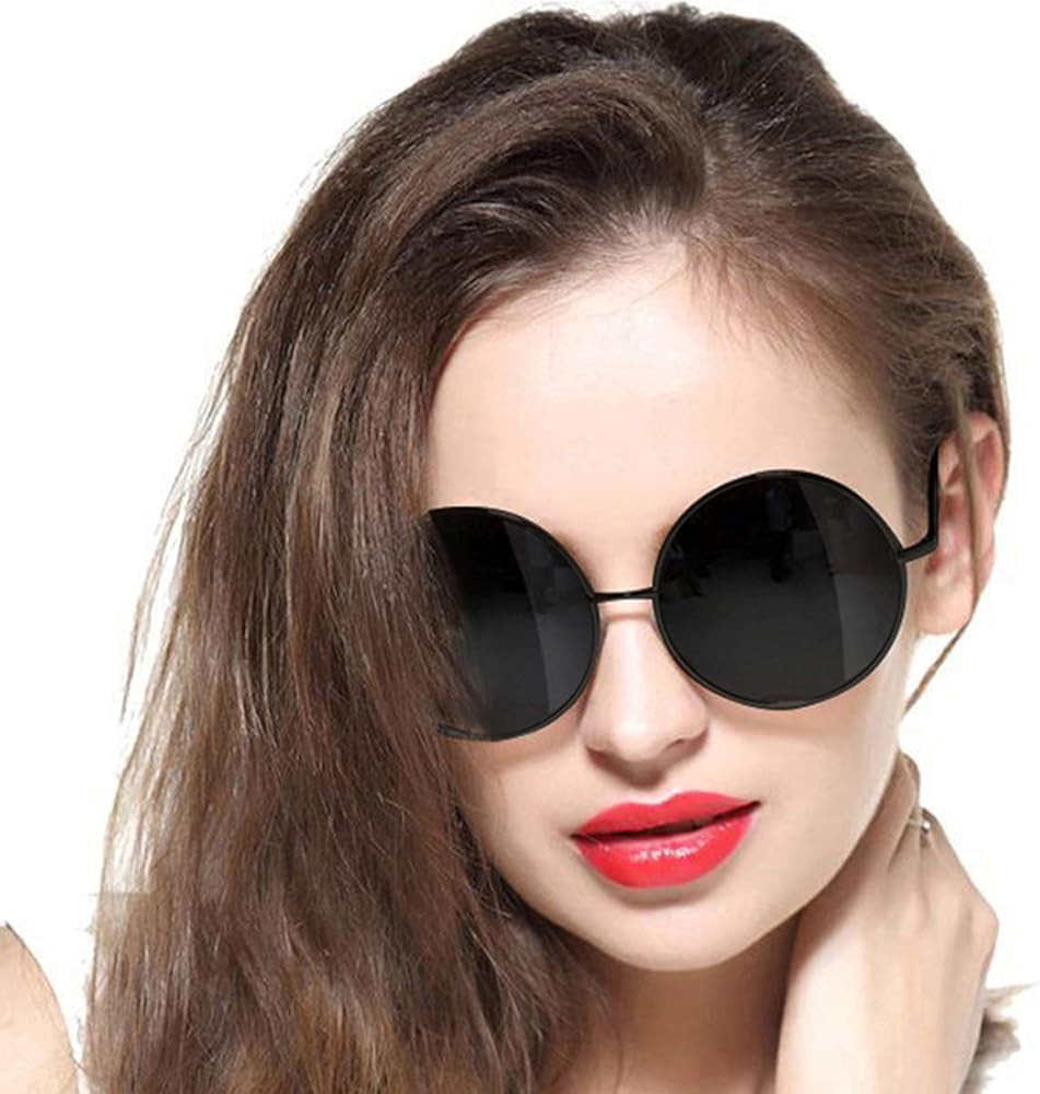 GEELOOK Oversized Round Circle Mirrored Hippie Hipster Sunglasses - Metal Frame | Amazon (US)