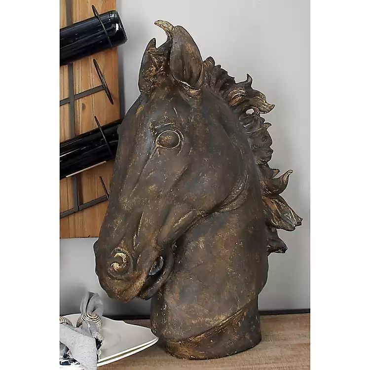 Dark Brown Polystone Horse Head Statue | Kirkland's Home