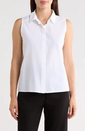Eileen Fisher Sleeveless Organic Cotton Button-Up Shirt | Nordstromrack | Nordstrom Rack