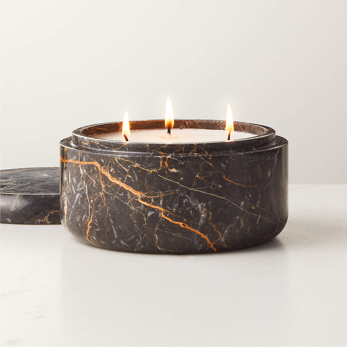 Modern Black Golden Marble Candle Bowl | CB2 | CB2