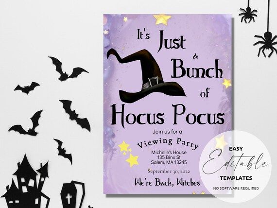 It's Just a Bunch of Hocus Pocus Viewing Party Invitation - Etsy | Etsy (US)