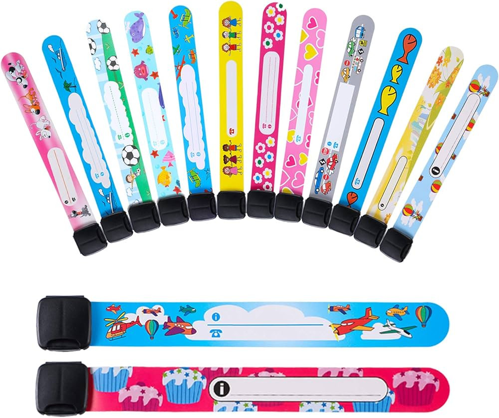 14 Pieces Children Safety ID Wristband Reusable Identification Bracelets Waterproof ID Band Safet... | Amazon (US)
