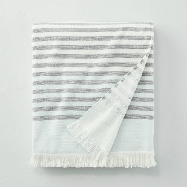 Lightweight Multi Stripe Beach Towel for 2 Cream/Gray/Light Blue - Hearth &#38; Hand&#8482; with ... | Target