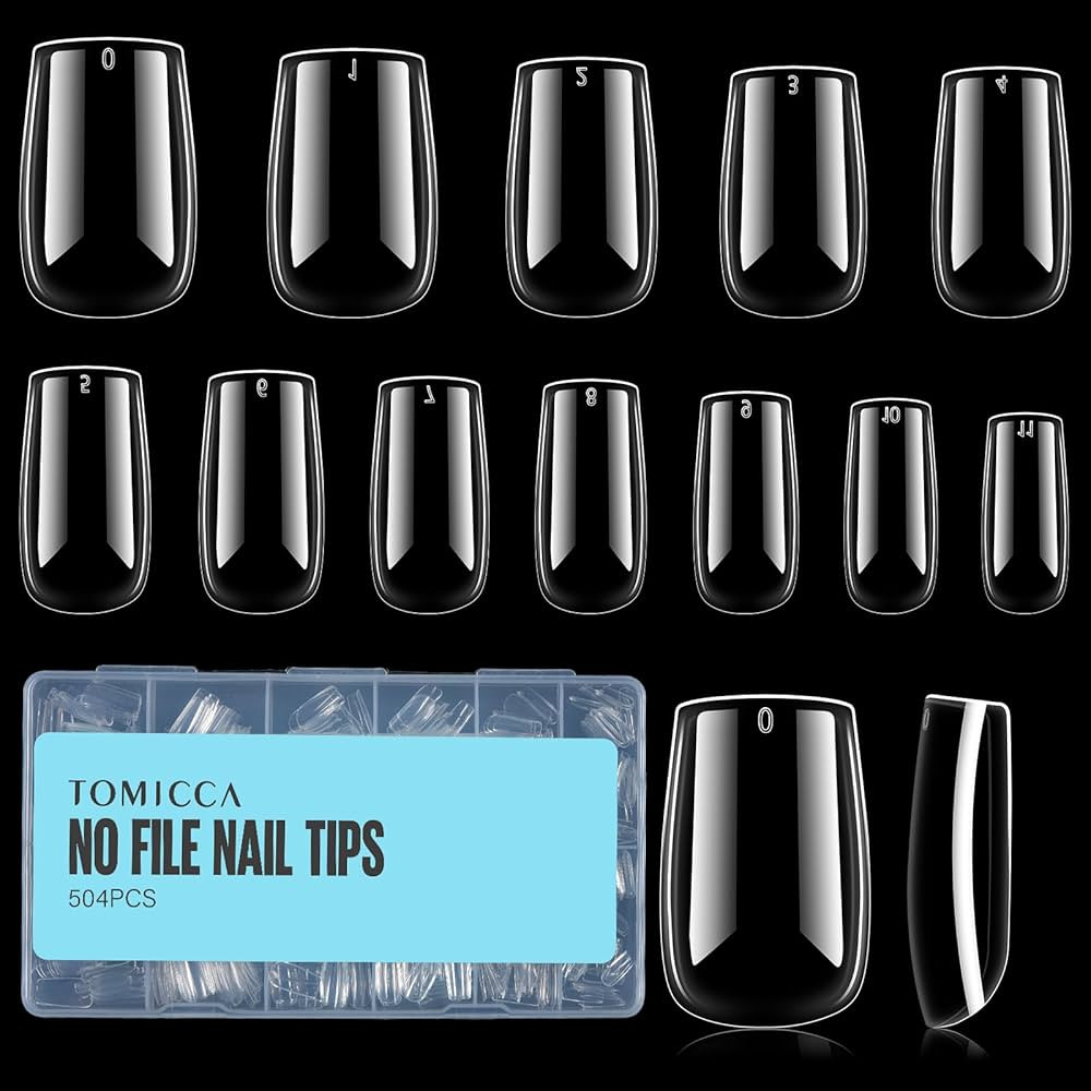 TOMICCA Short Square Gel Nail Tips, 504Pcs Full Cover Clear False Press on Nails, Soft Tips for N... | Amazon (US)