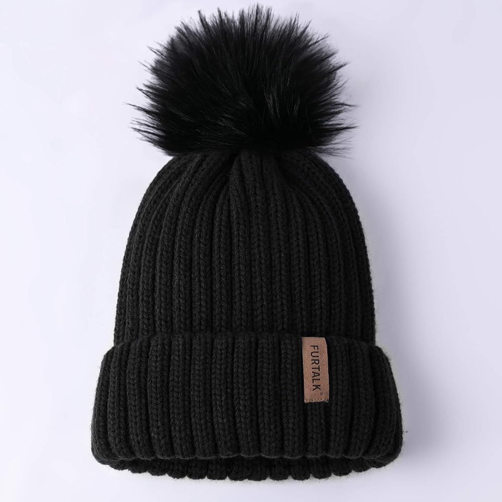 FURTALK Womens Winter Knitted Beanie Hat with Faux Fur Pom Warm Knit Skull Cap Beanie for Women… | Amazon (US)