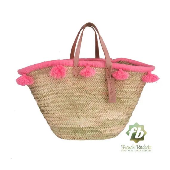 straw bag French Baskets Pastel pink French Basket Moroccan Basket straw bag, french market baske... | Etsy (US)