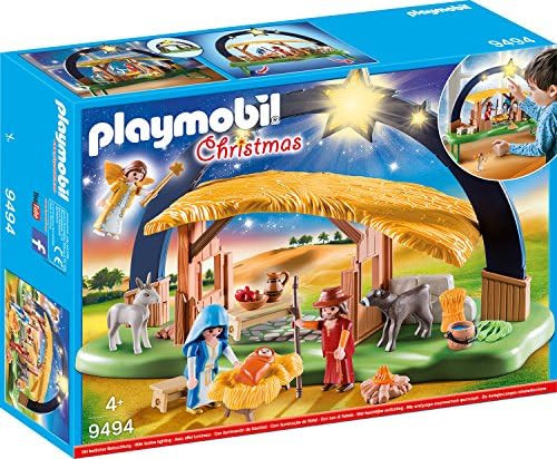 PLAYMOBIL Christmas 9494 Illuminating Nativity Manger with Fold-Out Feet, for Children Ages 4 + | Amazon (US)