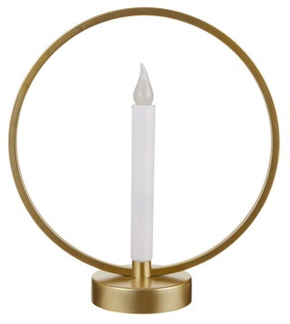 CANVAS Tabletop Christmas Décor Gold Circle Candelabra with a Single Flameless Candle, 10.6-in | Canadian Tire
