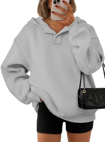ATHMILE Womens Oversized Hoodies V Neck Sweatshirts Y2K Clothes Long Sleeve Pullover Fall Winter ... | Amazon (US)