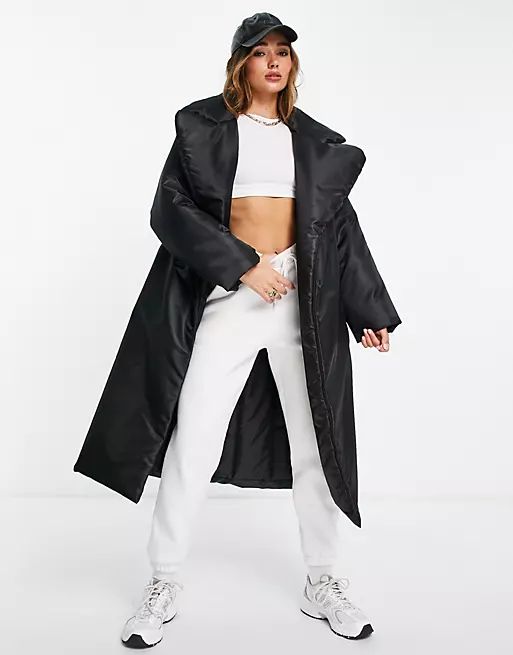 ASOS DESIGN oversized maxi puffer coat in black | ASOS (Global)