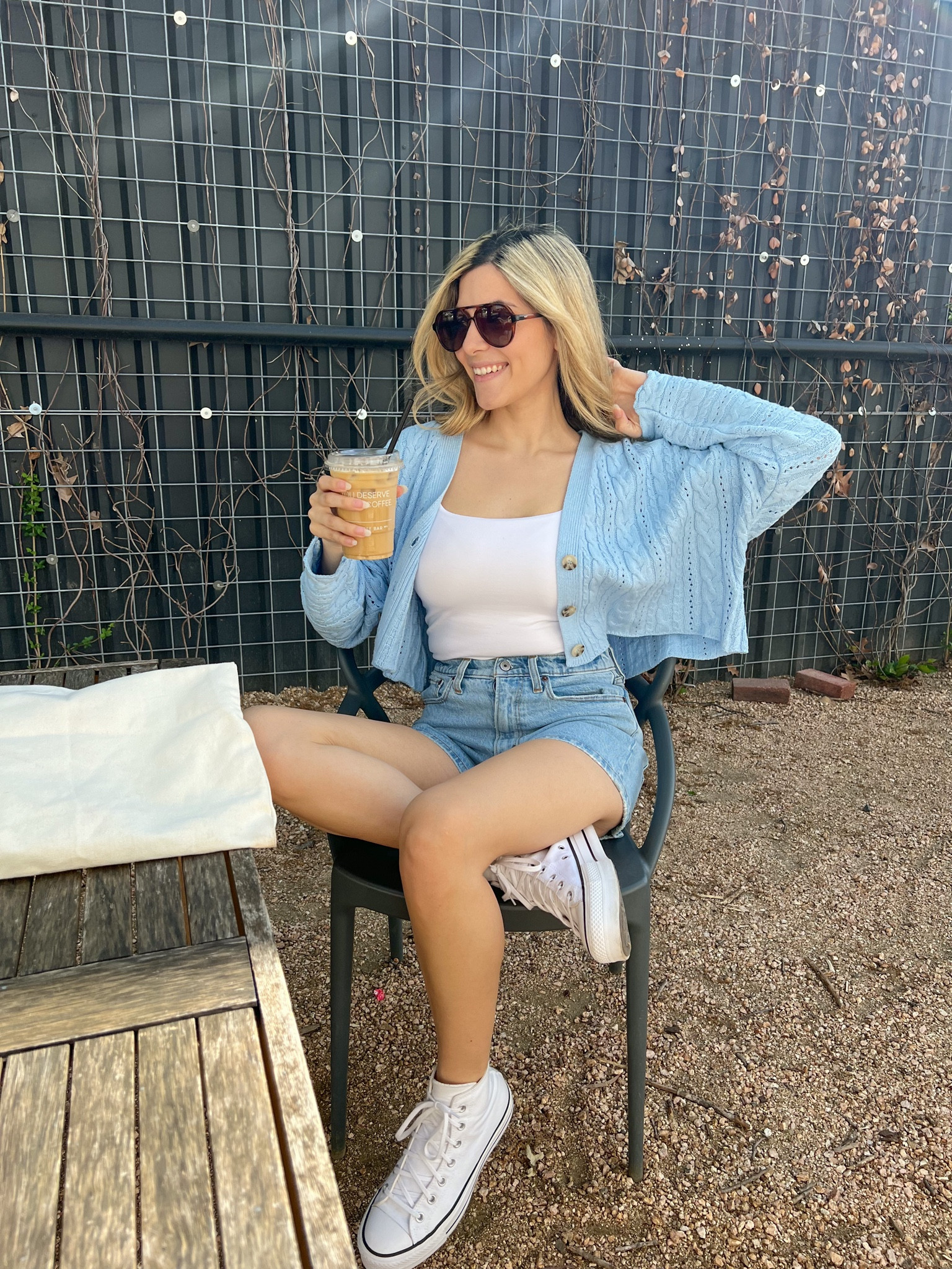 Size small for cardigan & bodysuit 



Cardigan outfit, cardigan sweater, spring cardigan, white bodysuit, white converse, converse high tops, denim shorts, shorts outfit, Abercrombie shorts

#LTKSeasonal #LTKFind