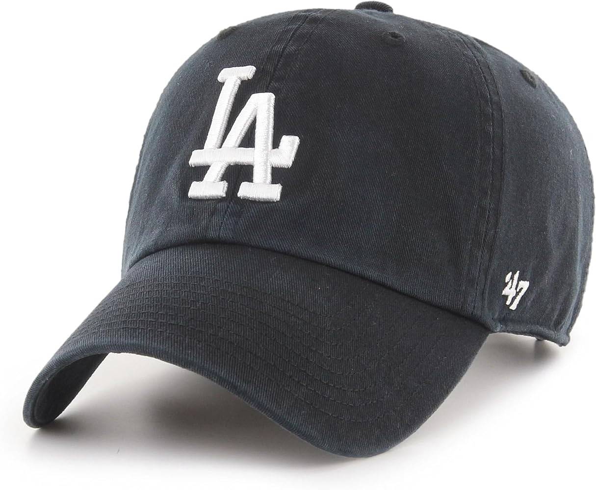 MLB Black White Primary Logo Clean Up Adjustable Strap Hat Cap, Adult One Size Fits All | Amazon (US)