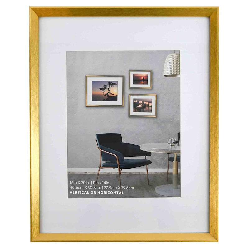 16x20 Matted to 11x14 Wall Frame, Gold | At Home