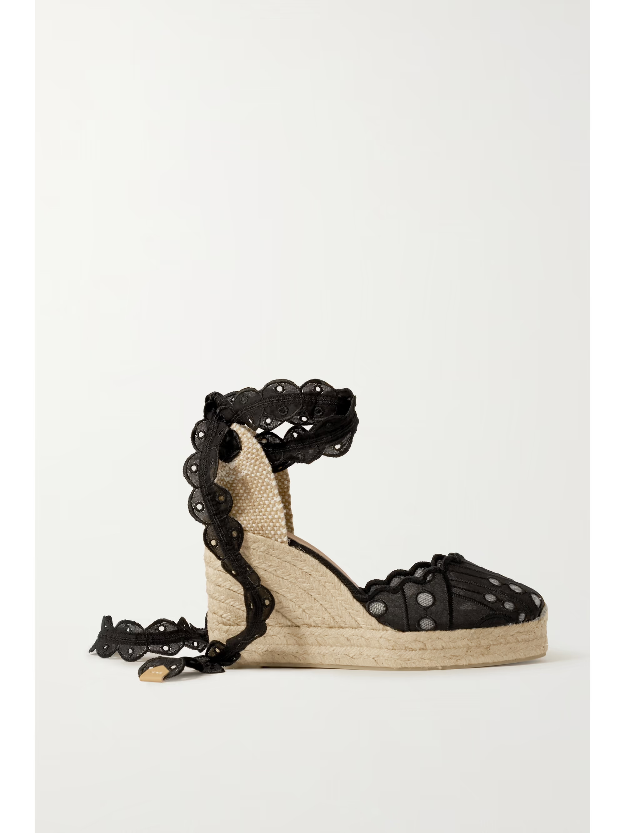 + Charo Ruiz Cini 100 broderie anglaise cotton and canvas wedge espadrilles | NET-A-PORTER (US)