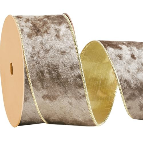 LaRibbons Brown Velvet Ribbon Wired, Luxury Christmas Ribbon for Gift Wrapping, Tree, Wreath Bows, Outdoor and Holiday Decor – 2.5 Inch x 10 Yards | Amazon (US)