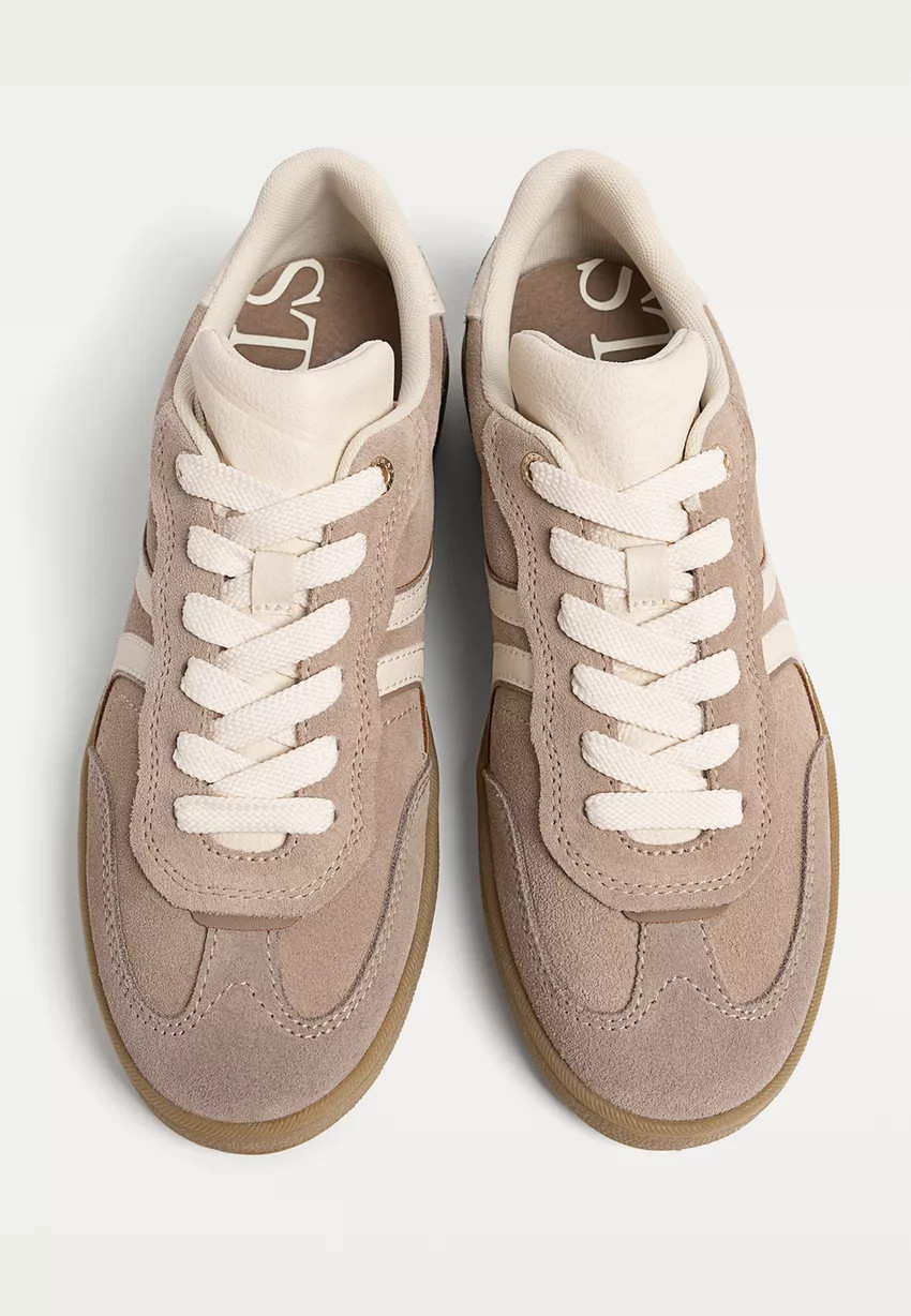 Casual leather trainers | Stradivarius (UK)