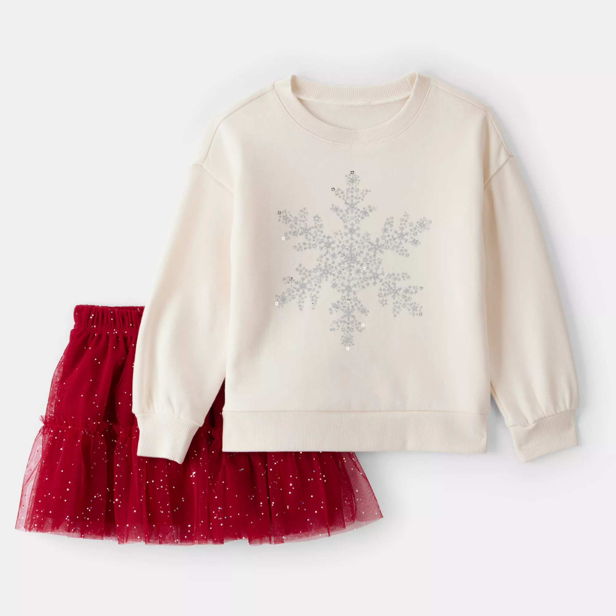 Toddler Girl Carter's 2-Pc. Snowflake Print Long-Sleeve Top & Skirt Set | Kohl's