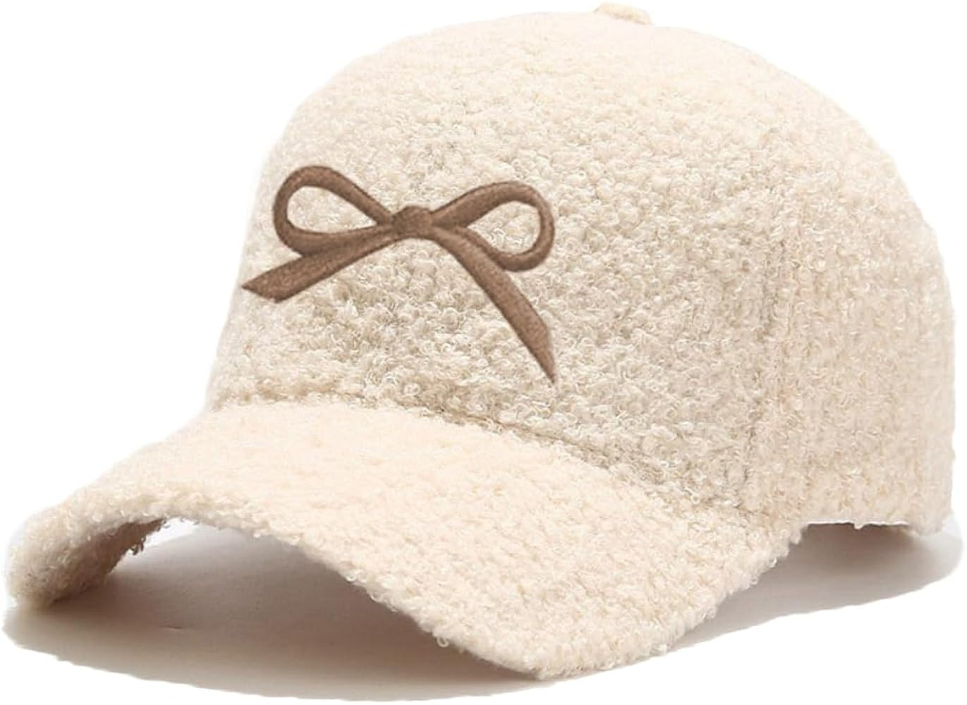 Winter Baseball Cap for Women Lamb Wool Solid Color Warm Baseball Cap for Outdoor Travel | Amazon (US)