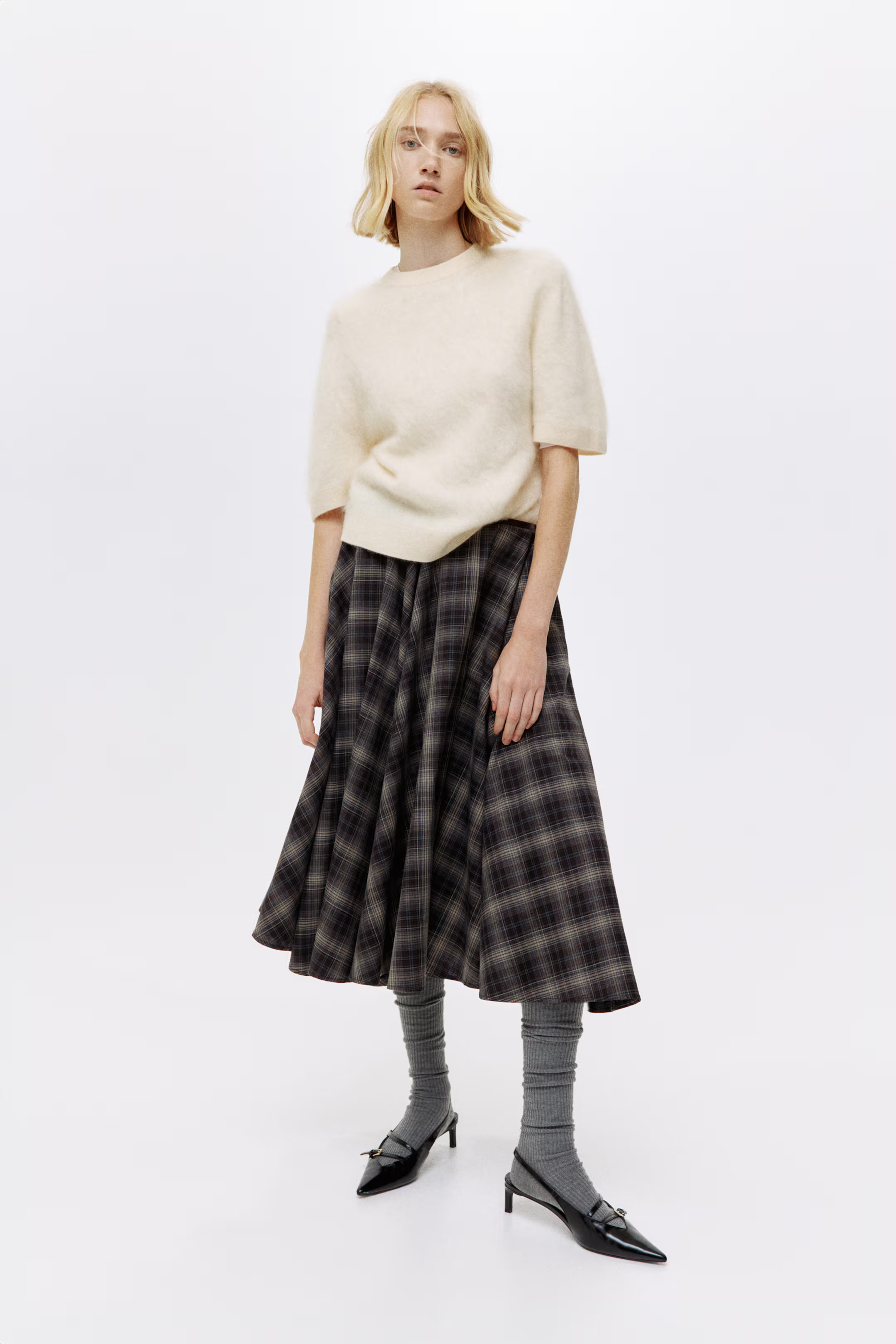 Shirt aus angerautem Kaschmir - Graumeliert - Ladies | H&M AT | H&M (DE, AT, CH, NL, FI)