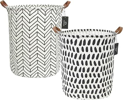 GodenMoninG 2X 62.8L Large Sized Round Waterproof Cotton Blend Laundry Hamper with Leather Handle... | Amazon (US)