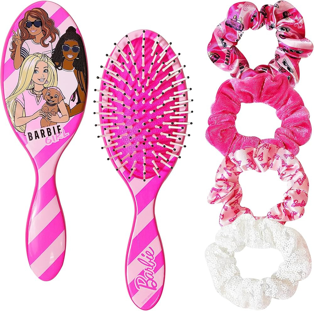 Barbie Hair Accessory 5 Pcs Set - 1 Regular 9 inch Hairbrush & 4 Scrunchies - Detangling Brush El... | Amazon (US)