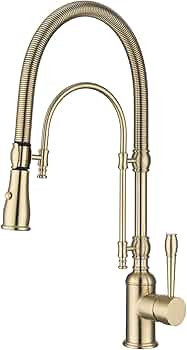 Copper Kitchen Faucet, Single Handle, 360 Swivel High Arc Kitchen Sink Faucet, Champagne Gold Pul... | Amazon (US)