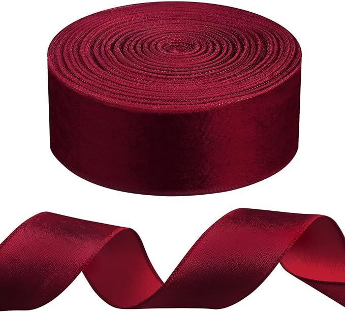 Amazon.com: 50 Yards 2.5 Inch Christmas Red Velvet Wired Ribbon Fabric Decorative Ribbon Gift Wra... | Amazon (US)