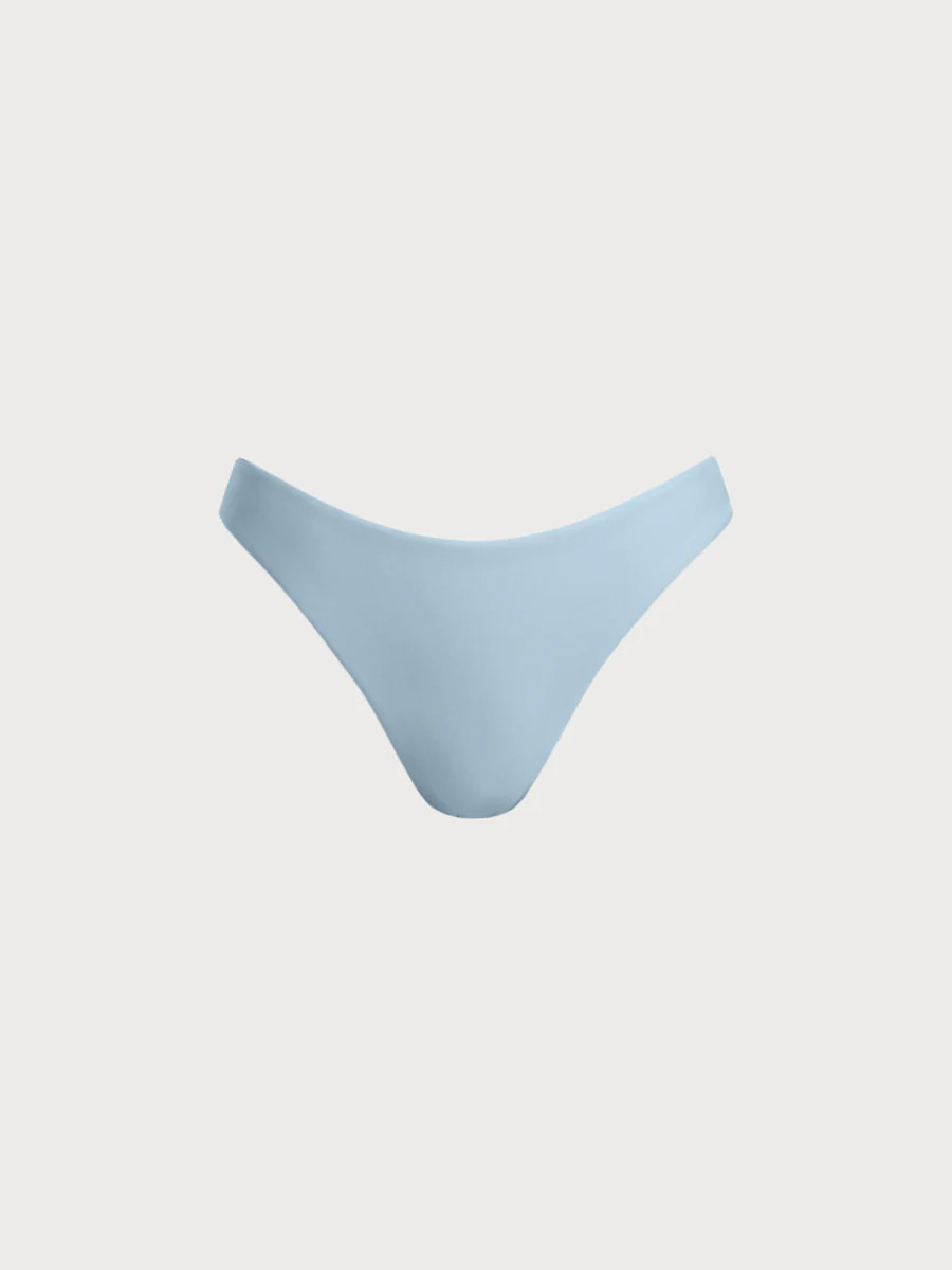 Light Blue Solid Moderate Coverage Bikini Bottom & Reviews - Light Blue - Sustainable Bikinis | B... | BERLOOK