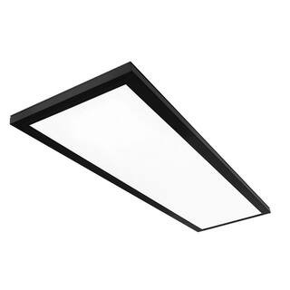 1 ft. x 4 ft. 4000 Lumens Dimmable Matte Black Integrated LED Flat Panel Ceiling Flush Mount Fixt... | The Home Depot