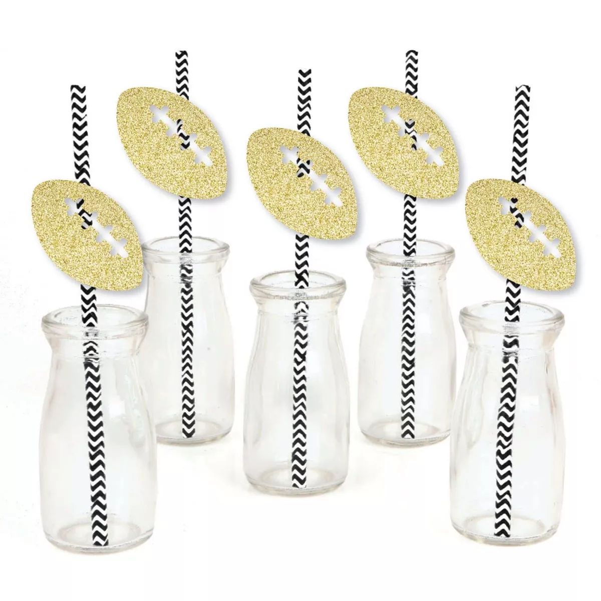 Big Dot of Happiness Gold Glitter Football Party Straws - No-Mess Real Glitter Cut-Outs & Decorat... | Target
