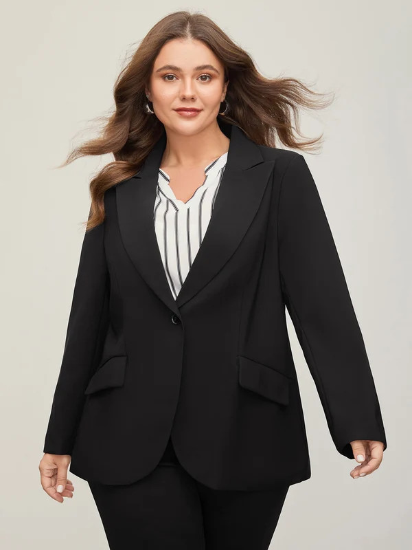Stretch Woven Pocket Slim-Fit Blazer | Bloomchic