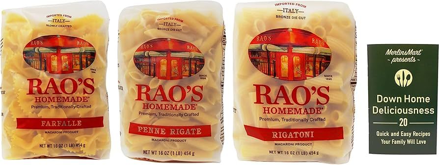 Rao's Homemade Imported Italian Pasta 3 Shape Variety - (1) Each: Rigatoni, Penne Rigate, Farfall... | Amazon (US)