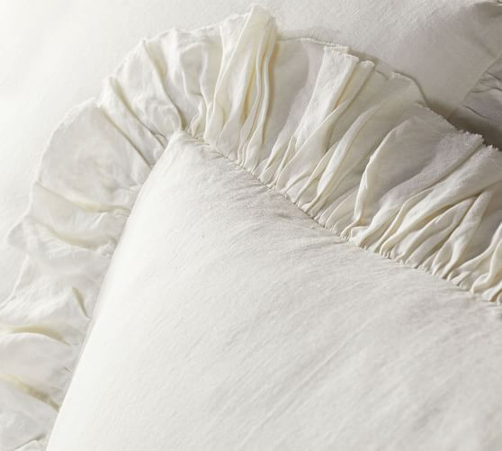 Belgian Flax Linen Fringe Ruffle Sham | Pottery Barn (US)