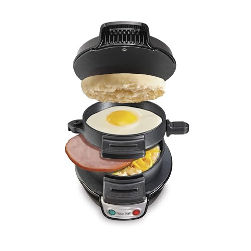 Hamilton Beach Breakfast Sandwich Maker with Egg Cooker Ring, Customize Ingredients, Perfect for English Muffins, Croissants, Mini Waffles, Perfect White Elephant Gifts, Black (25477) | Amazon (US)