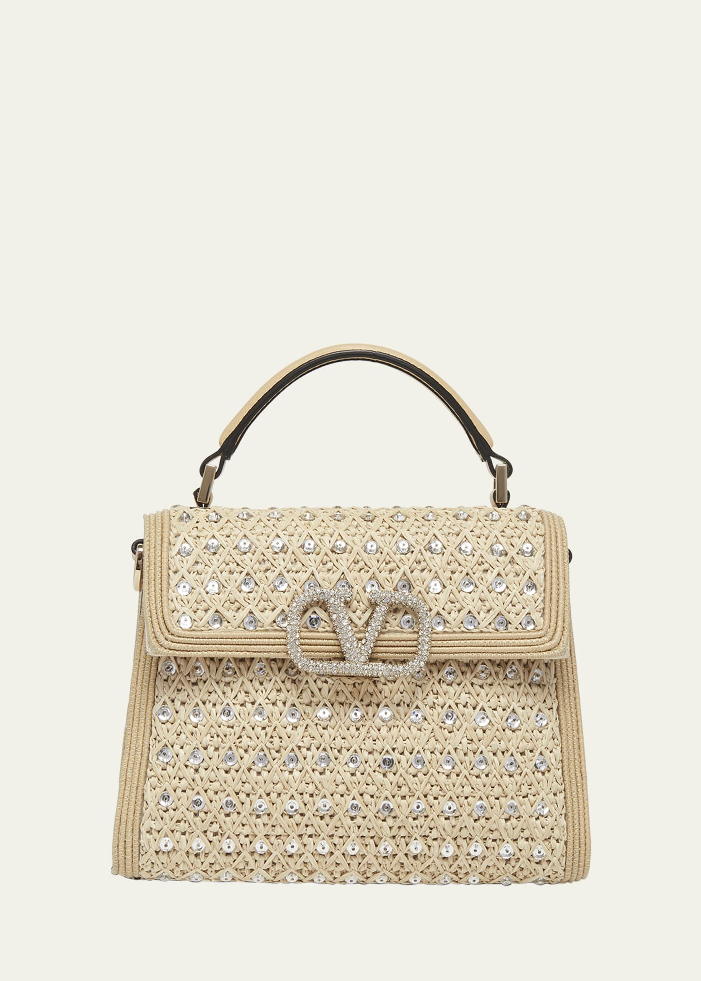 Valentino Garavani VSLING Mini Rhinestone Crochet Top-Handle Bag | Bergdorf Goodman